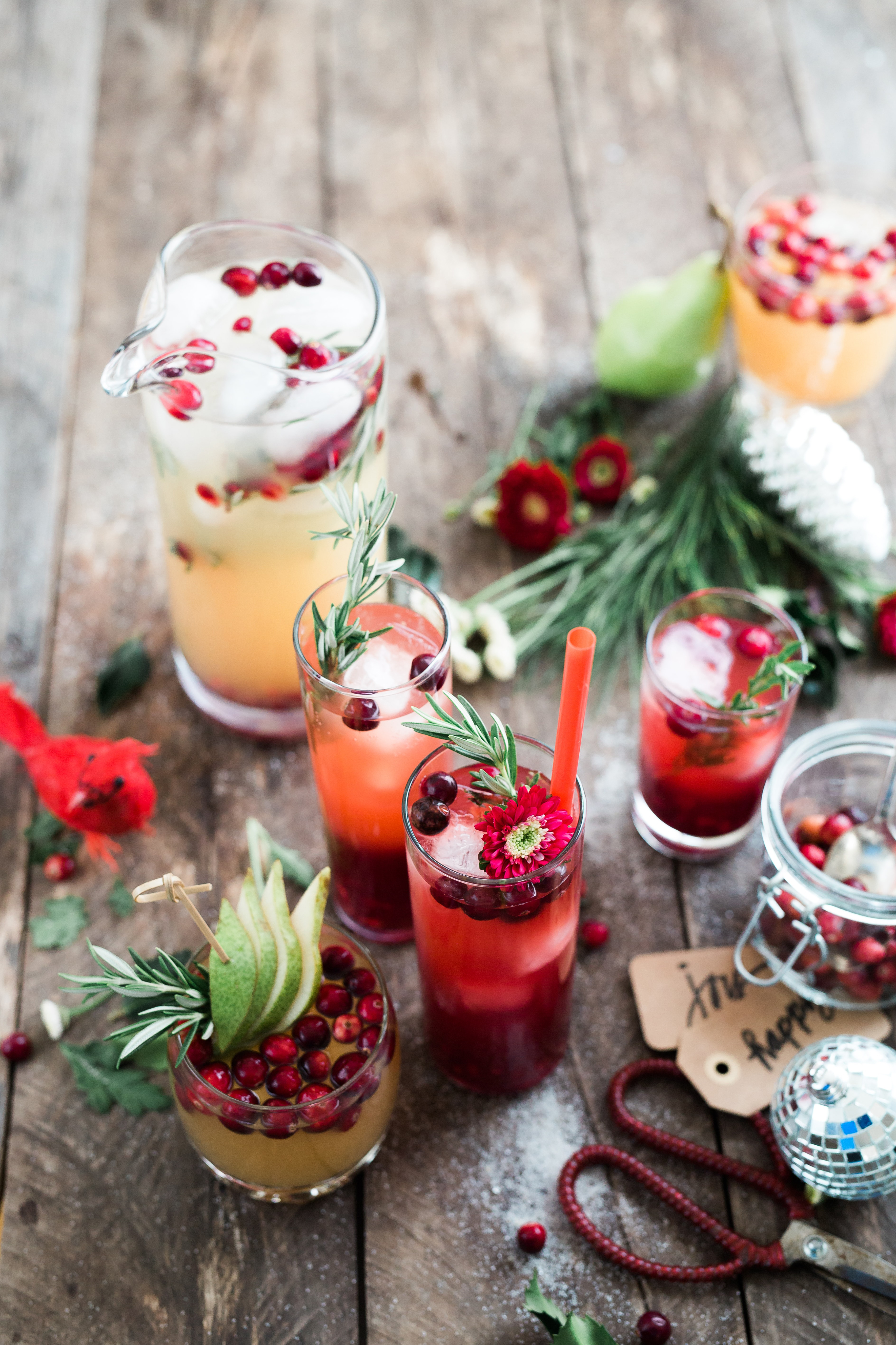 Holiday-inspire cocktails and cranberries.